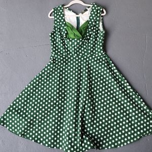 Pretty retro Miusol Green & white polka dot retro/flare dress size XL